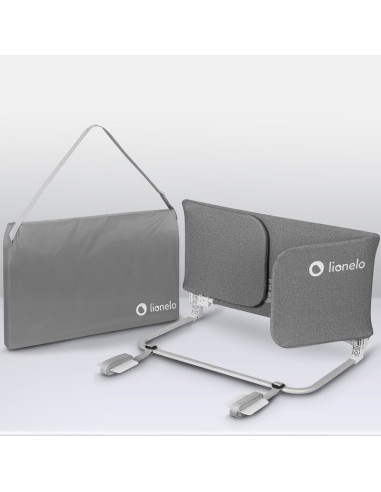 BN-LO-LORA_XL_GREY_STONE,Bariera de protectie pentru pat, Lionelo, Lora XL, Pliabila, Sistem de blocare StandSafe, Geanta de tra