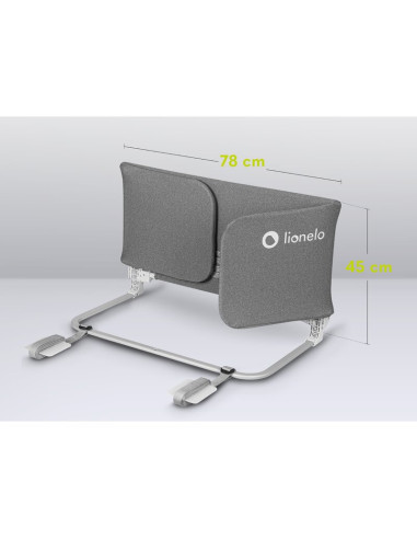 BN-LO-LORA_XL_GREY_STONE,Bariera de protectie pentru pat, Lionelo, Lora XL, Pliabila, Sistem de blocare StandSafe, Geanta de tra