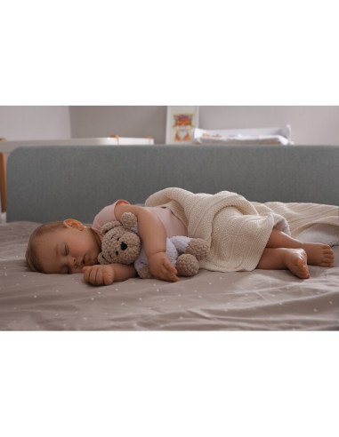 BN-LO-LORA_XL_GREY_STONE,Bariera de protectie pentru pat, Lionelo, Lora XL, Pliabila, Sistem de blocare StandSafe, Geanta de tra