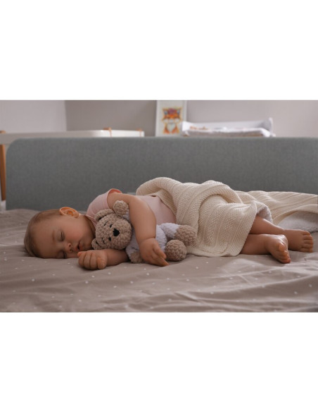 BN-LO-LORA_XL_GREY_STONE,Bariera de protectie pentru pat, Lionelo, Lora XL, Pliabila, Sistem de blocare StandSafe, Geanta de tra