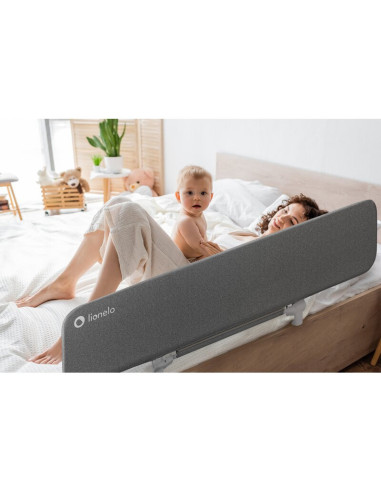 BN-LO-LORA_XL_GREY_STONE,Bariera de protectie pentru pat, Lionelo, Lora XL, Pliabila, Sistem de blocare StandSafe, Geanta de tra