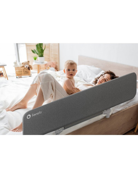 BN-LO-LORA_XL_GREY_STONE,Bariera de protectie pentru pat, Lionelo, Lora XL, Pliabila, Sistem de blocare StandSafe, Geanta de tra