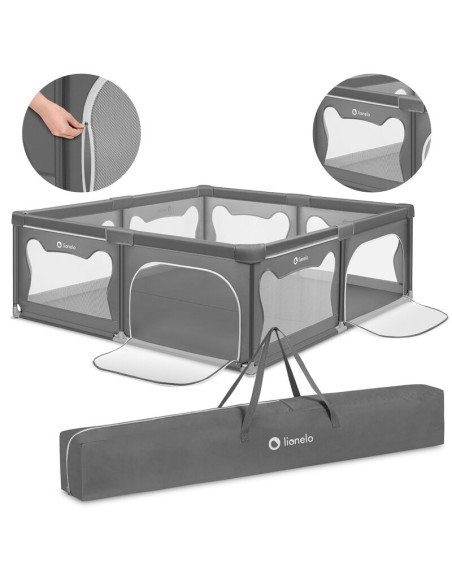 BN-LO-WILLOW_XL_GREY_CONCRETE,Tarc de joaca copii, Lionelo, Willow XL,180 x 200 cm, Pliere compacta, Include geanta de transport