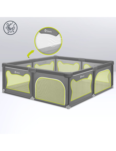 BN-LO-WILLOW_XL_GREY_CONCRETE,Tarc de joaca copii, Lionelo, Willow XL,180 x 200 cm, Pliere compacta, Include geanta de transport
