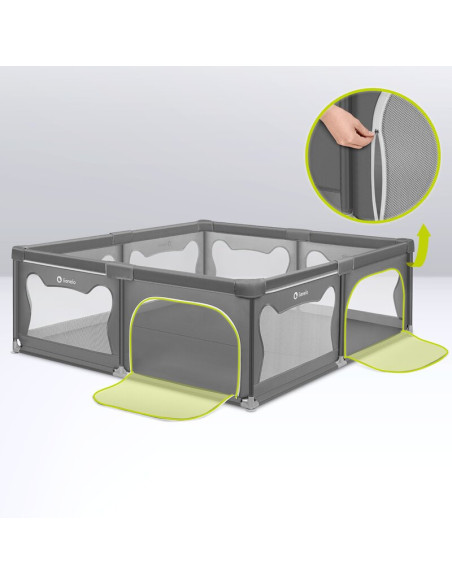 BN-LO-WILLOW_XL_GREY_CONCRETE,Tarc de joaca copii, Lionelo, Willow XL,180 x 200 cm, Pliere compacta, Include geanta de transport