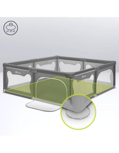 BN-LO-WILLOW_XL_GREY_CONCRETE,Tarc de joaca copii, Lionelo, Willow XL,180 x 200 cm, Pliere compacta, Include geanta de transport