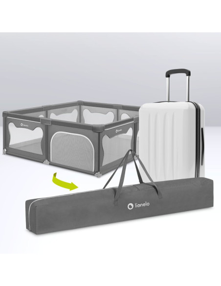 BN-LO-WILLOW_XL_GREY_CONCRETE,Tarc de joaca copii, Lionelo, Willow XL,180 x 200 cm, Pliere compacta, Include geanta de transport