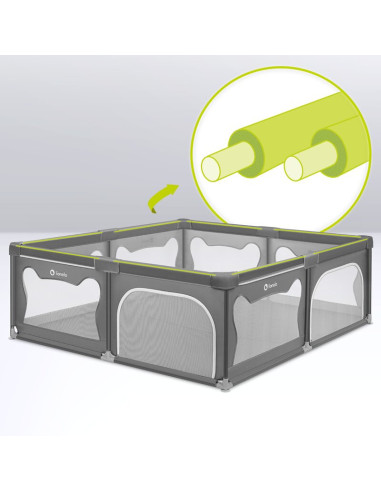 BN-LO-WILLOW_XL_GREY_CONCRETE,Tarc de joaca copii, Lionelo, Willow XL,180 x 200 cm, Pliere compacta, Include geanta de transport