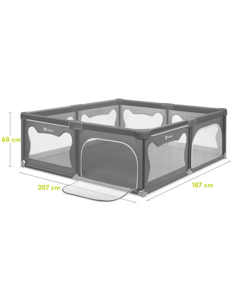 BN-LO-WILLOW_XL_GREY_CONCRETE,Tarc de joaca copii, Lionelo, Willow XL,180 x 200 cm, Pliere compacta, Include geanta de transport