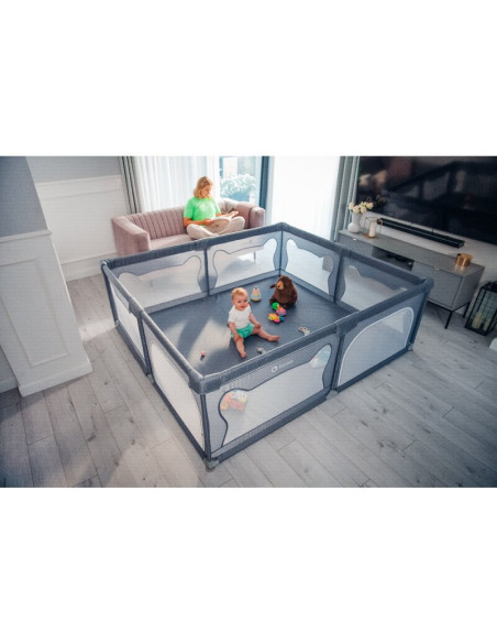 BN-LO-WILLOW_XL_GREY_CONCRETE,Tarc de joaca copii, Lionelo, Willow XL,180 x 200 cm, Pliere compacta, Include geanta de transport