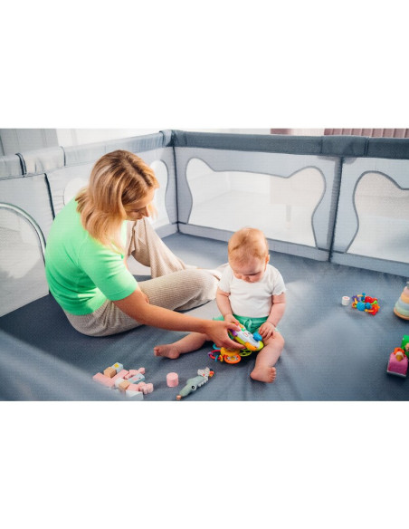 BN-LO-WILLOW_XL_GREY_CONCRETE,Tarc de joaca copii, Lionelo, Willow XL,180 x 200 cm, Pliere compacta, Include geanta de transport