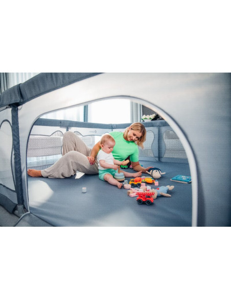 BN-LO-WILLOW_XL_GREY_CONCRETE,Tarc de joaca copii, Lionelo, Willow XL,180 x 200 cm, Pliere compacta, Include geanta de transport