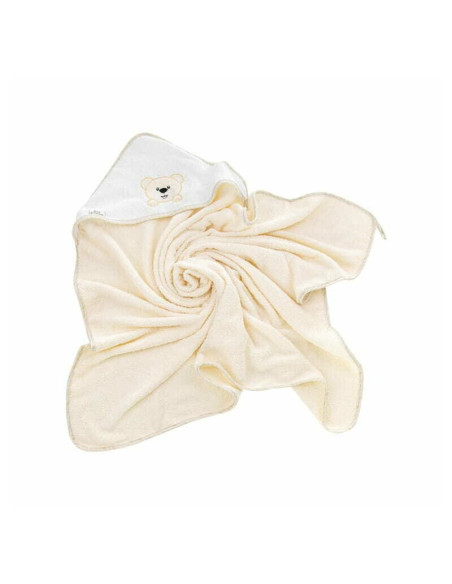 BN-BL020,Prosop de baie, Bocioland, Cu gluga, 100% bumbac, 80x80 cm, Teddy Bear, Beige