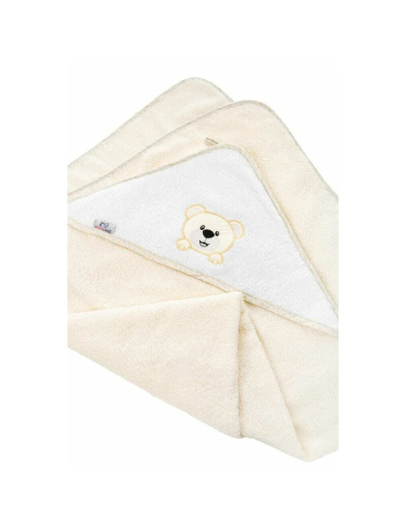 BN-BL020,Prosop de baie, Bocioland, Cu gluga, 100% bumbac, 80x80 cm, Teddy Bear, Beige