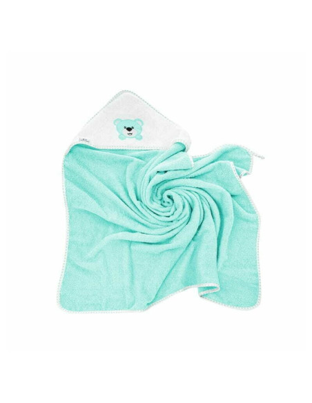 BN-BL023,Prosop de baie, Bocioland, Cu gluga,100% bumbac, 80x80 cm, Teddy Bear, Turquoise