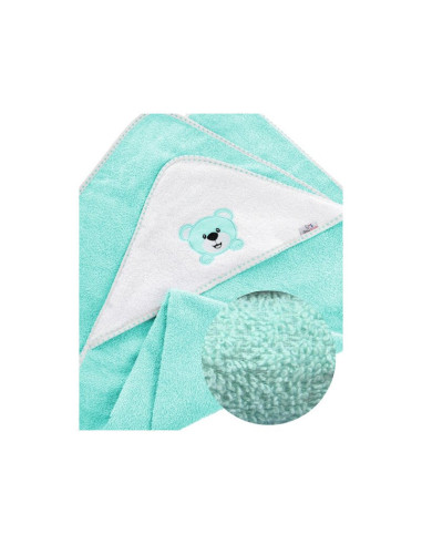 BN-BL023,Prosop de baie, Bocioland, Cu gluga,100% bumbac, 80x80 cm, Teddy Bear, Turquoise