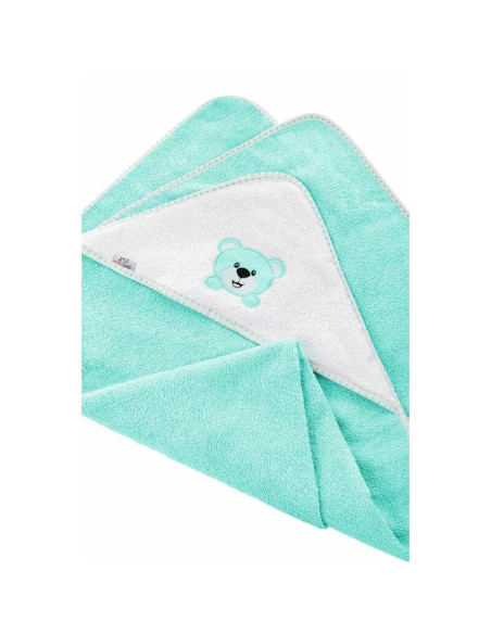 BN-BL023,Prosop de baie, Bocioland, Cu gluga,100% bumbac, 80x80 cm, Teddy Bear, Turquoise