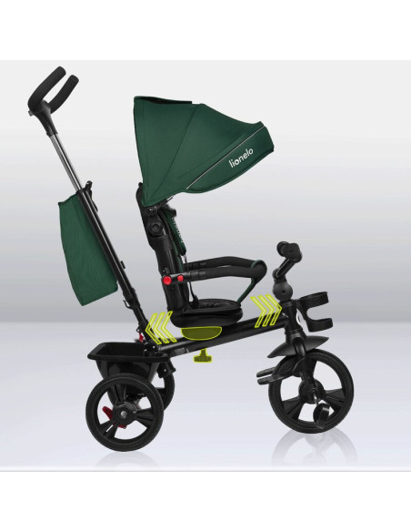 BN-LO-HAARI_GREEN_EMERALD,Tricicleta copii, Lionelo, Haari, Suport picioare, Control al directiei, Scaun reversibil, Rotire 360 