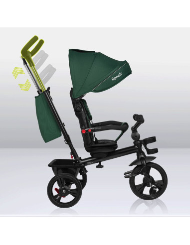 BN-LO-HAARI_GREEN_EMERALD,Tricicleta copii, Lionelo, Haari, Suport picioare, Control al directiei, Scaun reversibil, Rotire 360 