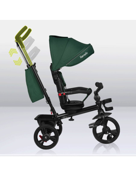 BN-LO-HAARI_GREEN_EMERALD,Tricicleta copii, Lionelo, Haari, Suport picioare, Control al directiei, Scaun reversibil, Rotire 360 