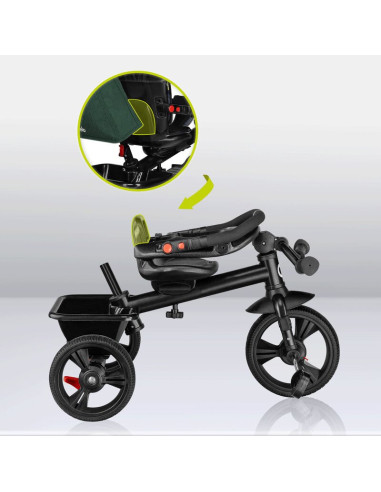 BN-LO-HAARI_GREEN_EMERALD,Tricicleta copii, Lionelo, Haari, Suport picioare, Control al directiei, Scaun reversibil, Rotire 360 