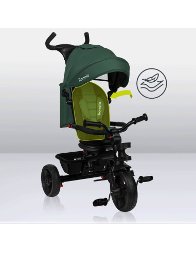 BN-LO-HAARI_GREEN_EMERALD,Tricicleta copii, Lionelo, Haari, Suport picioare, Control al directiei, Scaun reversibil, Rotire 360 