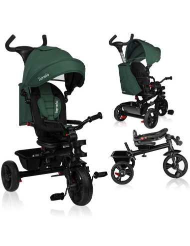 BN-LO-HAARI_GREEN_EMERALD,Tricicleta copii, Lionelo, Haari, Suport picioare, Control al directiei, Scaun reversibil, Rotire 360 