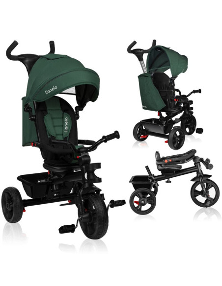 BN-LO-HAARI_GREEN_EMERALD,Tricicleta copii, Lionelo, Haari, Suport picioare, Control al directiei, Scaun reversibil, Rotire 360 