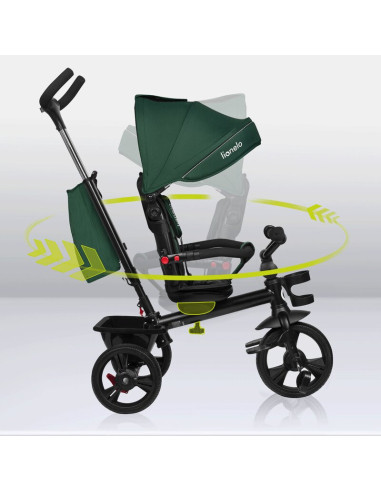BN-LO-HAARI_GREEN_EMERALD,Tricicleta copii, Lionelo, Haari, Suport picioare, Control al directiei, Scaun reversibil, Rotire 360 