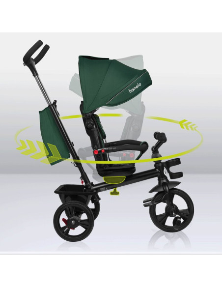 BN-LO-HAARI_GREEN_EMERALD,Tricicleta copii, Lionelo, Haari, Suport picioare, Control al directiei, Scaun reversibil, Rotire 360 
