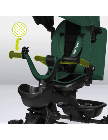 BN-LO-KORI_GREEN_EMERALD,Tricicleta copii, Lionelo, Kori, Cu suport de picioare, Control al directiei, Scaun reversibil, Rotire 