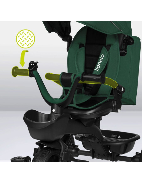 BN-LO-KORI_GREEN_EMERALD,Tricicleta copii, Lionelo, Kori, Cu suport de picioare, Control al directiei, Scaun reversibil, Rotire 
