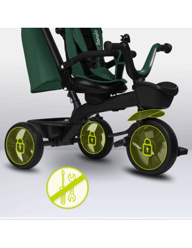 BN-LO-KORI_GREEN_EMERALD,Tricicleta copii, Lionelo, Kori, Cu suport de picioare, Control al directiei, Scaun reversibil, Rotire 