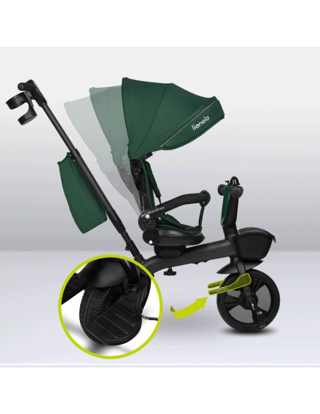 BN-LO-KORI_GREEN_EMERALD,Tricicleta copii, Lionelo, Kori, Cu suport de picioare, Control al directiei, Scaun reversibil, Rotire 