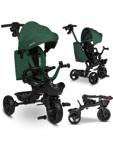 BN-LO-KORI_GREEN_EMERALD,Tricicleta copii, Lionelo, Kori, Cu suport de picioare, Control al directiei, Scaun reversibil, Rotire 