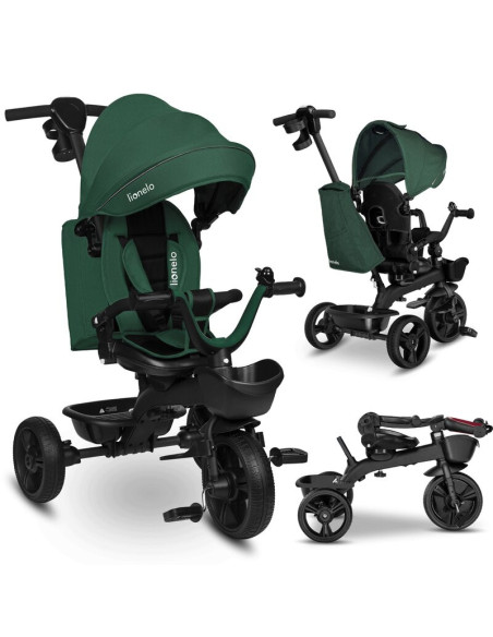 BN-LO-KORI_GREEN_EMERALD,Tricicleta copii, Lionelo, Kori, Cu suport de picioare, Control al directiei, Scaun reversibil, Rotire 