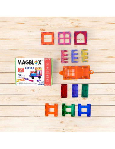 MBL-103,Set magnetic Magblox - 24 piese magnetice accesorii pentru constructie
