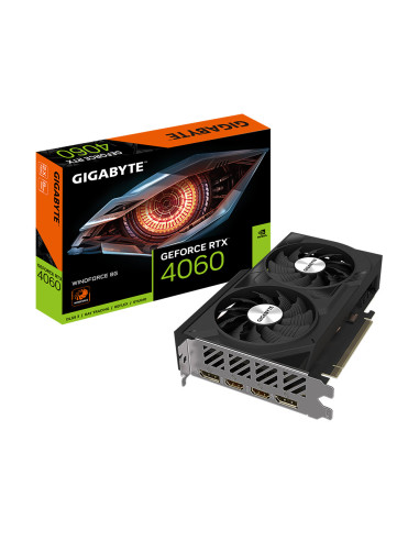 GV-N4060WF2-8GD,Placa video Gigabyte GeForce RTX 4060 WINDFORCE 8G, GeForce RTX 4060, 8 Giga Bites, GDDR6, 128 bit, 7680 x 4320 