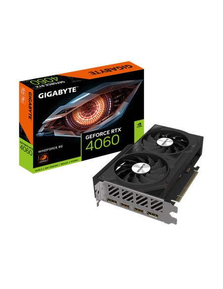 GV-N4060WF2-8GD,Placa video Gigabyte GeForce RTX 4060 WINDFORCE 8G, GeForce RTX 4060, 8 Giga Bites, GDDR6, 128 bit, 7680 x 4320 