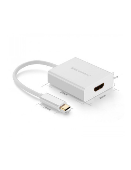 40273,Adaptor Ugreen 40273, USB-C male - HDMI female, Alb