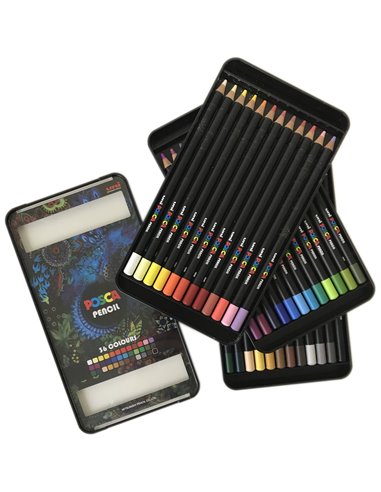C3945,Creioane colorate POSCA KPE-200 din lemn, 4mm, Pastel uleios, 36 bucati