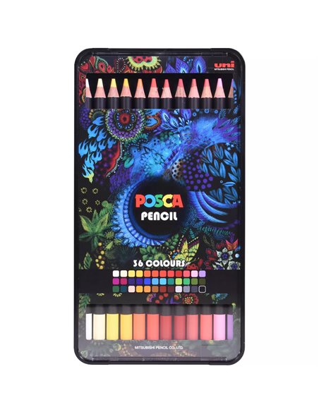 C3945,Creioane colorate POSCA KPE-200 din lemn, 4mm, Pastel uleios, 36 bucati