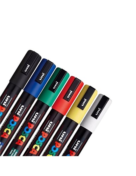 POS25,Set 6 Markere UNI-POSCA PC-5M, 1.8-2.5 mm, POS25