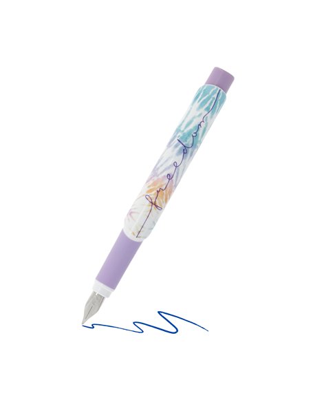 50044375,Stilou ergonomic penita M Herlitz, 3 patroane incluse, motiv New Batik Freedom, blister