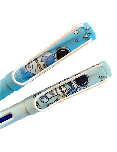 EAN-018181,Set stilouri cu cerneala termosensibila si penita ascunsa + Rezerve, Astronaut/Bleu