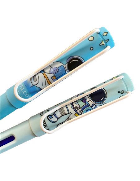 EAN-018181,Set stilouri cu cerneala termosensibila si penita ascunsa + Rezerve, Astronaut/Bleu