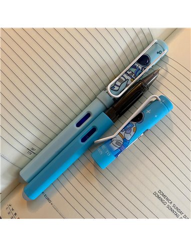 EAN-018181,Set stilouri cu cerneala termosensibila si penita ascunsa + Rezerve, Astronaut/Bleu