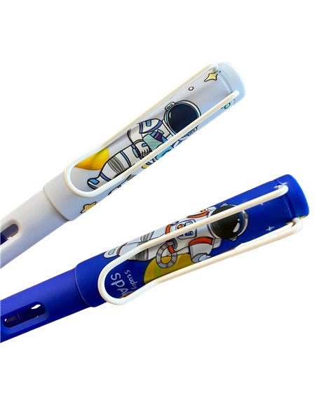 EAN-018174,Set stilouri cu cerneala termosensibila si penita ascunsa + Rezerve, Astronaut/Albastru