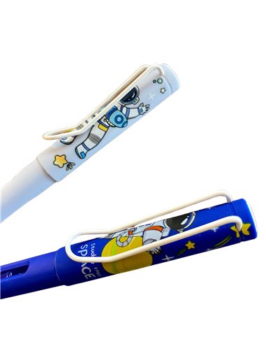 EAN-018174,Set stilouri cu cerneala termosensibila si penita ascunsa + Rezerve, Astronaut/Albastru