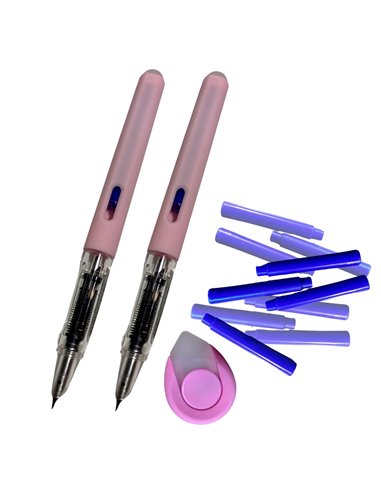 EAN-018297,Set stilouri cu cerneala termosensibila si penita ascunsa + Rezerve si radiera, Roz